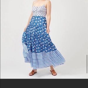 J Crew blue multi patterned maxi dress